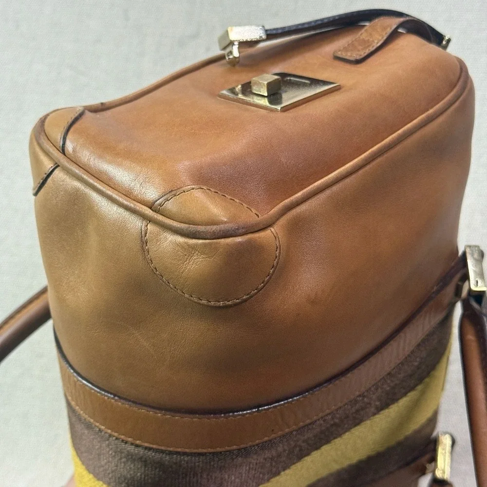Vintage‎ Gucci Sherry Line Leather Boston Bag Tan Brown